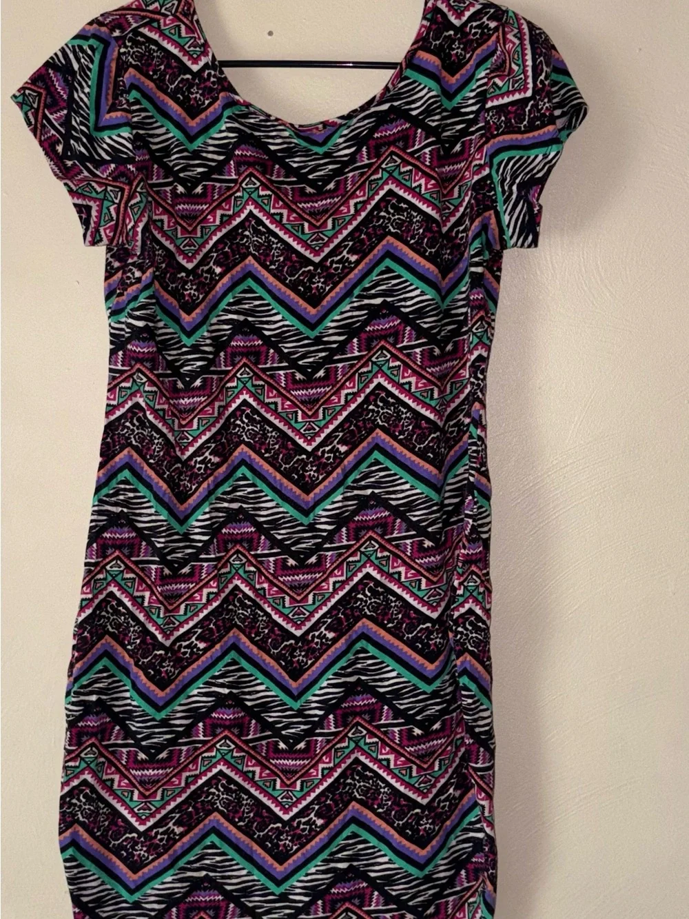 Caren Sport Black Multicolor Chevron Mini Dress